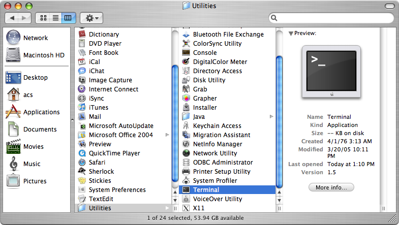 os x utilities menu