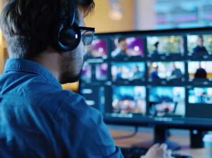 Content Creator Professional Content Creator Editing content on Computer for course production